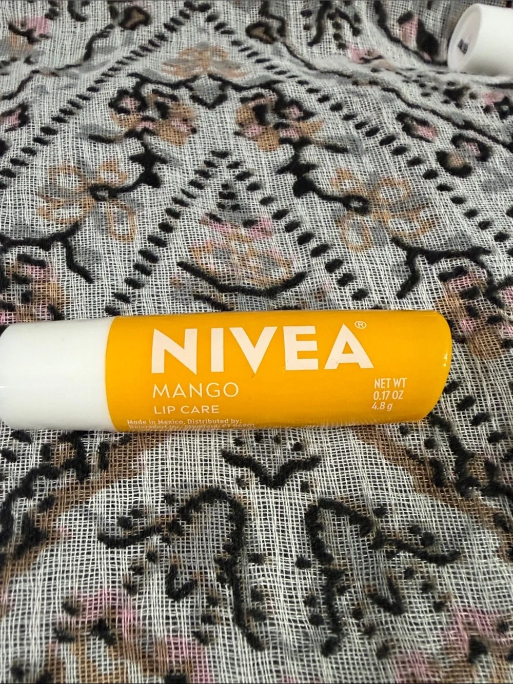 Nivea Tinted Lip Balm:  Watermelon, Strawberry, Cherry and Blackberry are tinted